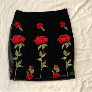 Flower embroidered skirt